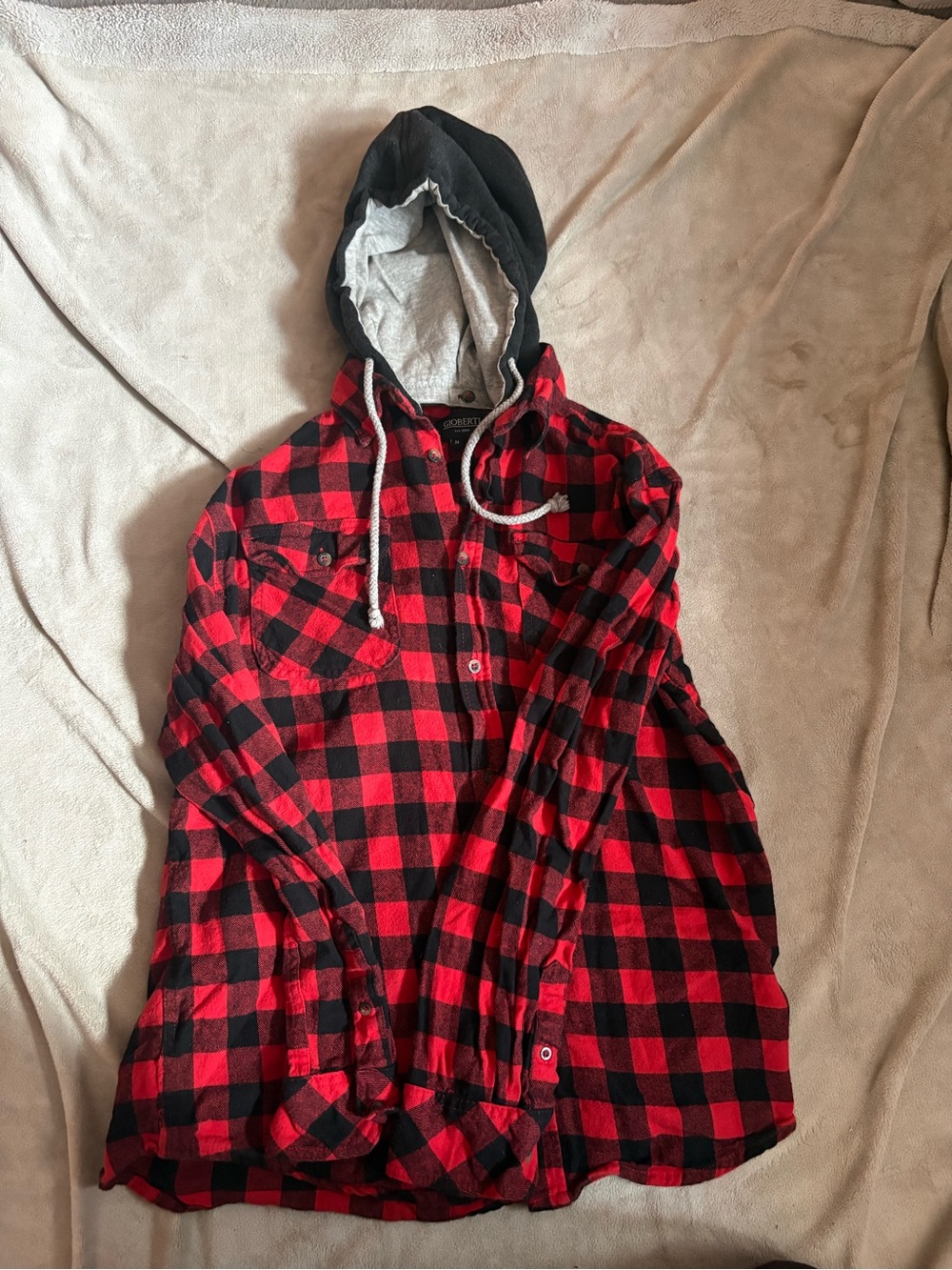Gioberti ‘Red/Black’ Mens Hooded Flannel